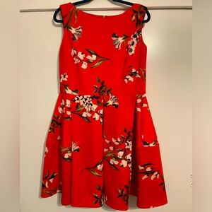 Taylor Fit And Flare floral Dress - Cherry Red - worn 3 times